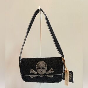 Viral TikTok Black Hand-beaded Skull Shoulder Bag